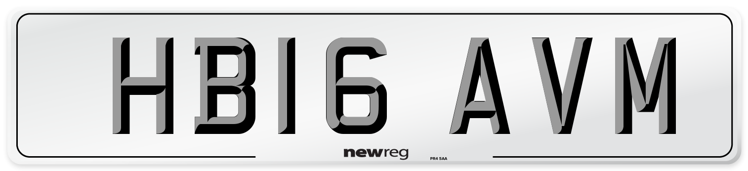 HB16 AVM Number Plate from New Reg